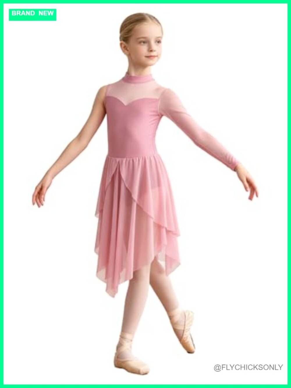Girls Lyrical Dance Costume Leotard with Flowy Skirt